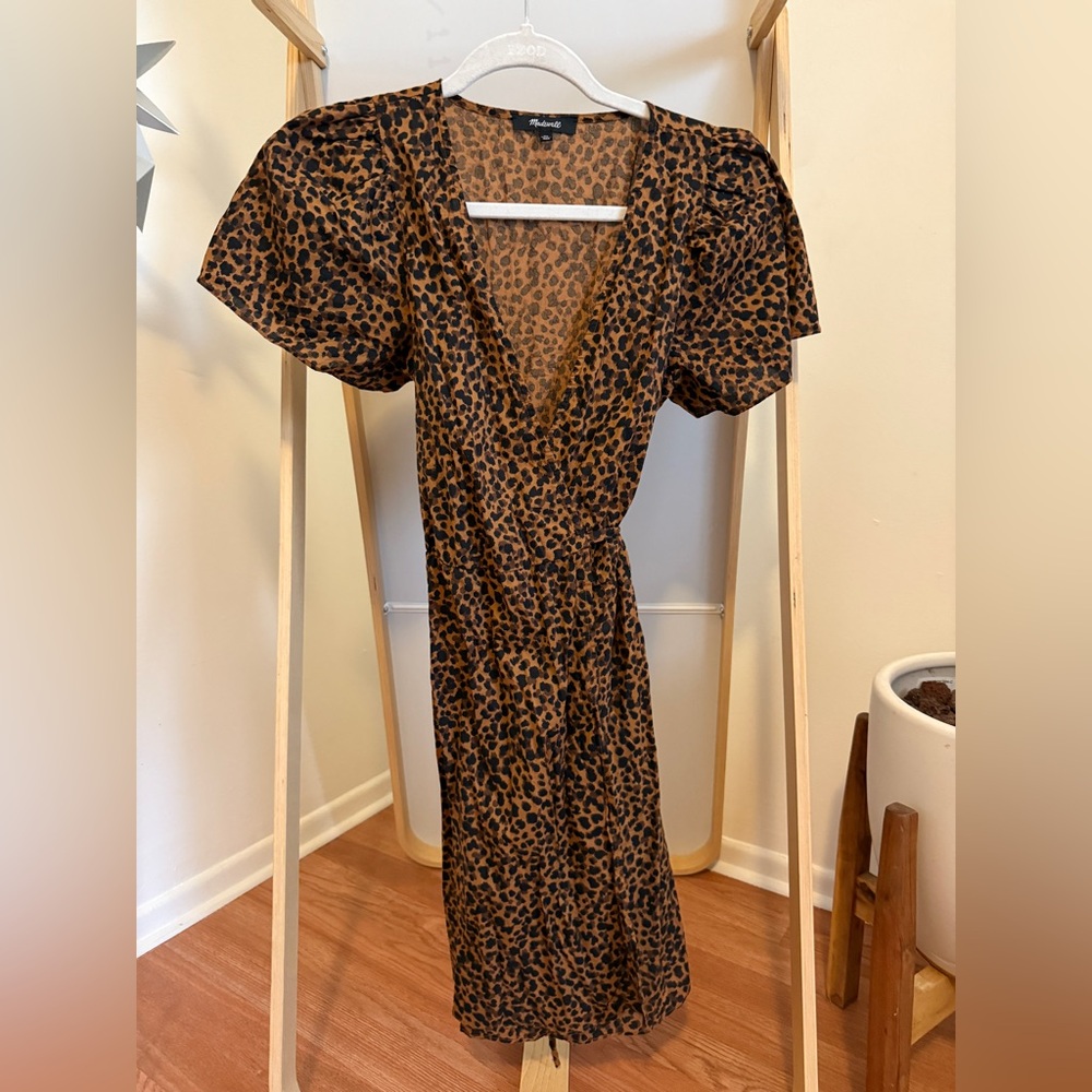 Madewell Brown Leopard Midi Dress